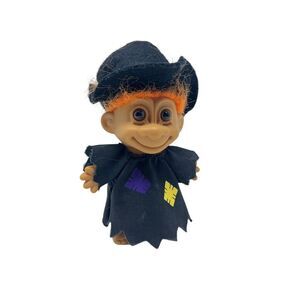 Vintage Russ 6" Halloween‎ Witch Plush Troll Doll Original Black/Orange